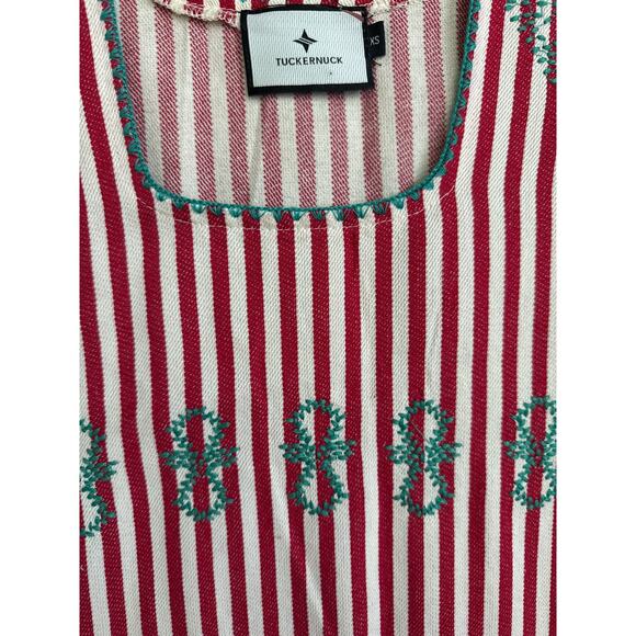 Tuckernuck Oversized Red Stripe Sullivan Embroidered Canvas Caftan Size XS - Picture 10 of 13